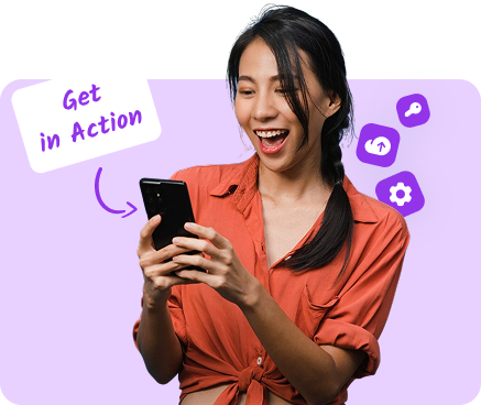 A women happily watching results of her video