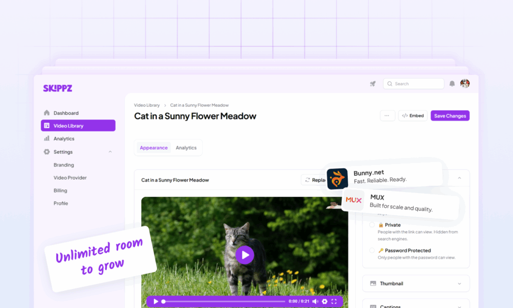 a poster of how to use Skipzz as a byok video hosting platform